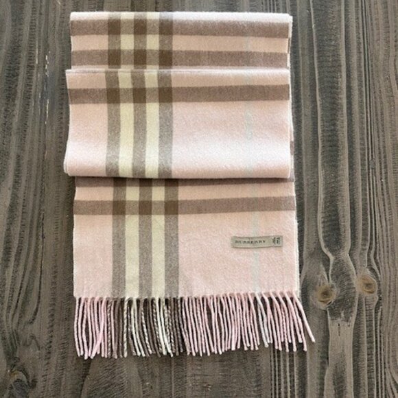 Vintage Pink Burberry 100% Cashmere Scarf - Picture 1 of 2